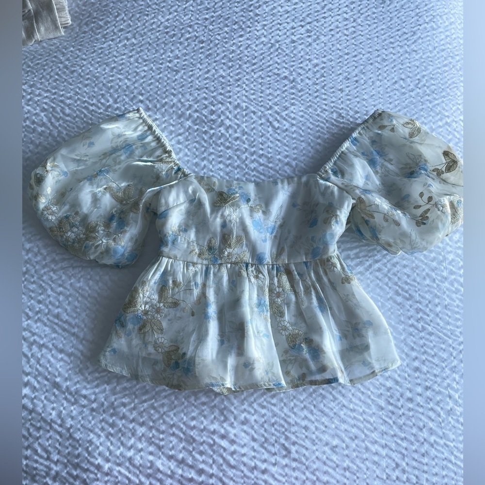 ALTARD STATE FLORAL WOMENS BLOUSE - XXS 🩵🤍🌼